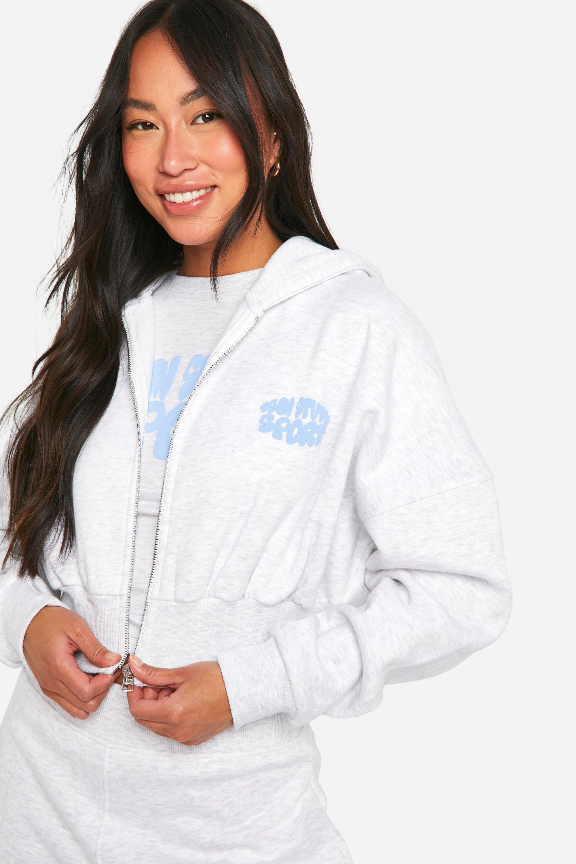 Sweat a capuche zippe et court